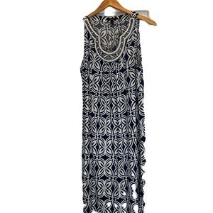 Ladies, blue and white sleeveless dress